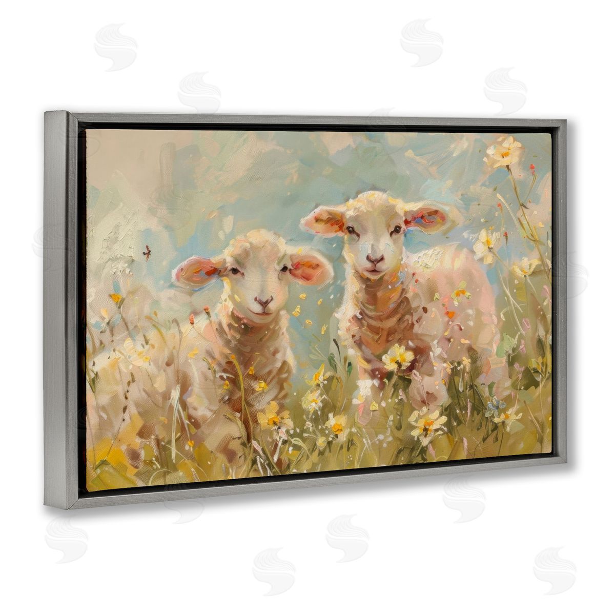 LSR Design Studio Spring Lambs in Meadow Canvas Wall Art Print