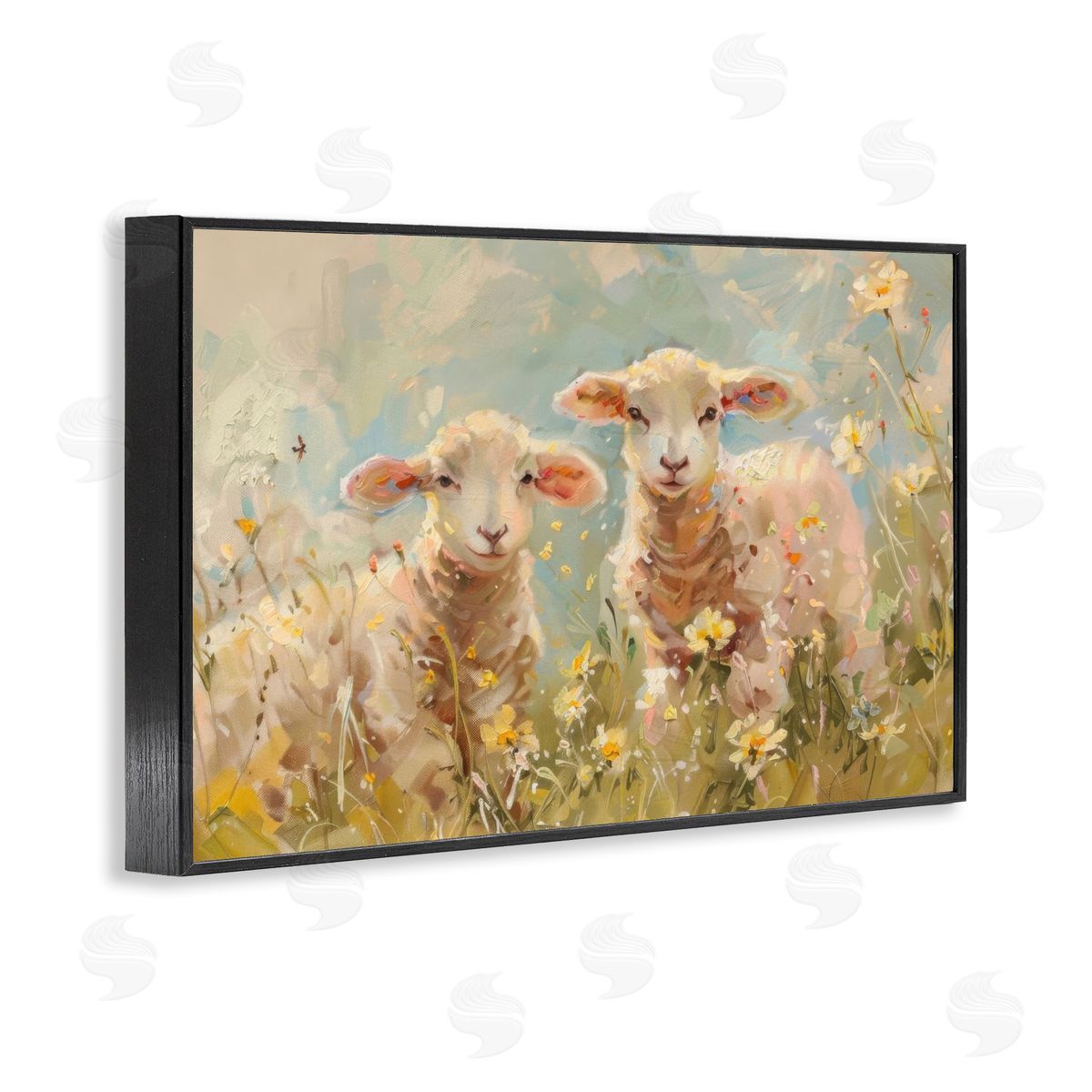 LSR Design Studio Spring Lambs in Meadow Canvas Wall Art Print