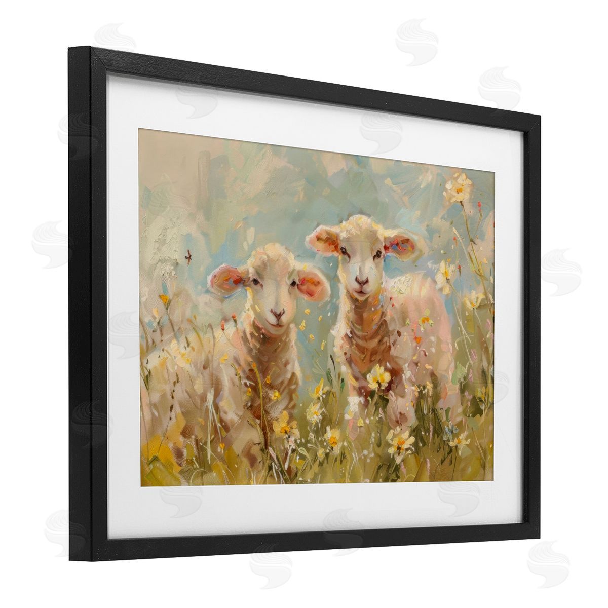 LSR Design Studio Spring Lambs in Meadow Canvas Wall Art Print