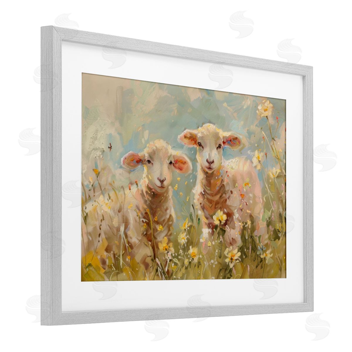 LSR Design Studio Spring Lambs in Meadow Canvas Wall Art Print