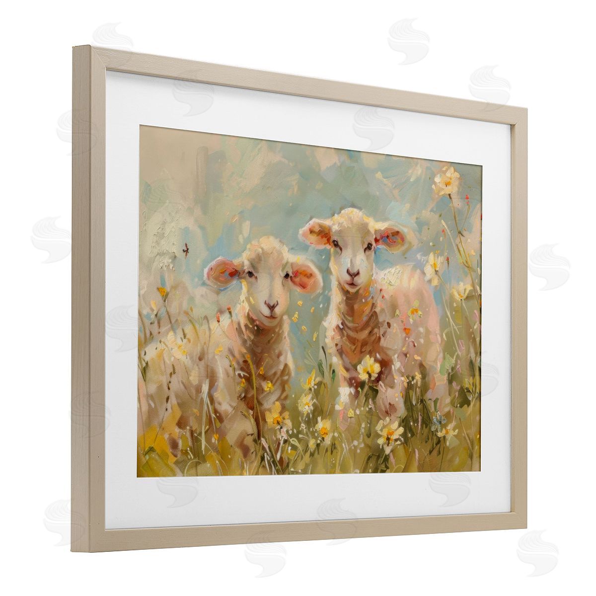 LSR Design Studio Spring Lambs in Meadow Canvas Wall Art Print