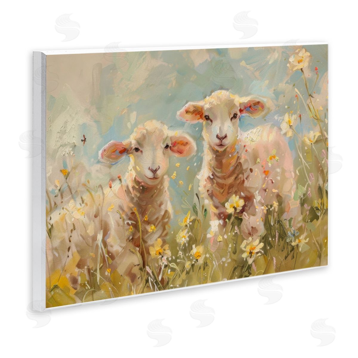 LSR Design Studio Spring Lambs in Meadow Canvas Wall Art Print
