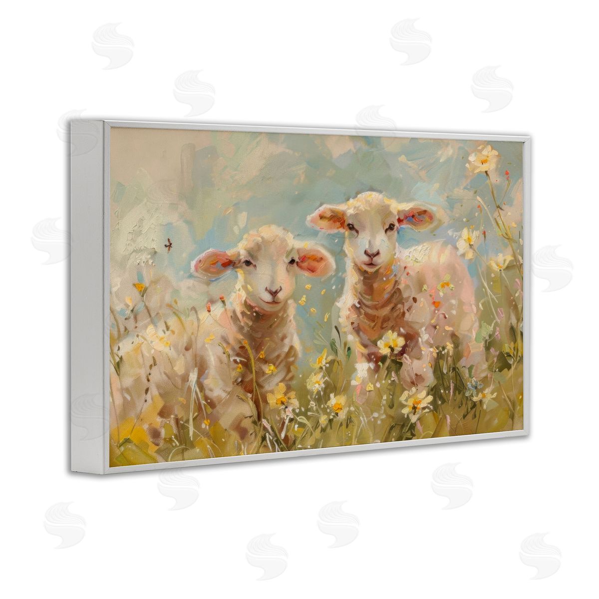 LSR Design Studio Spring Lambs in Meadow Canvas Wall Art Print