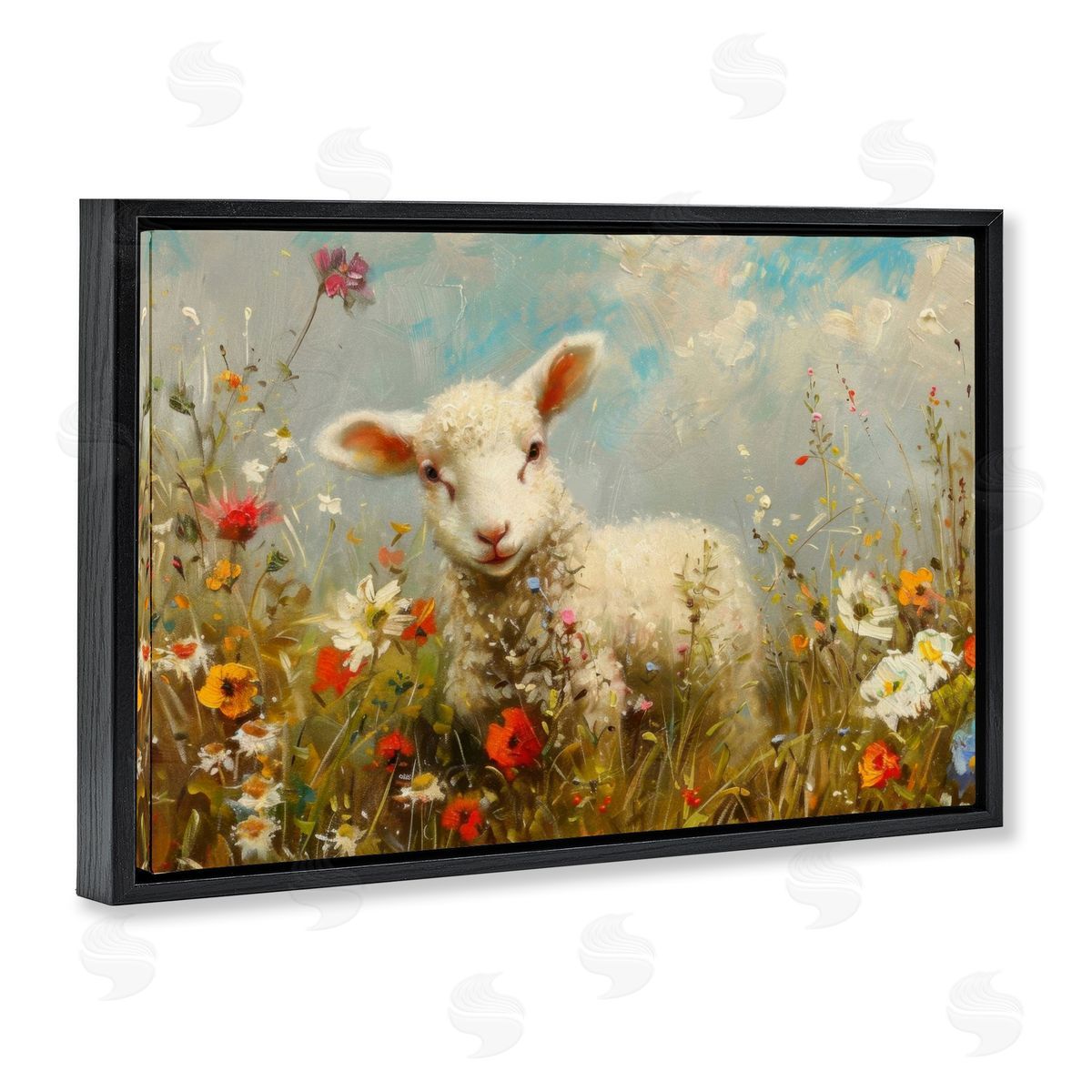 LSR Design Studio Wildflower Lamb Portrait Canvas Wall Art Print