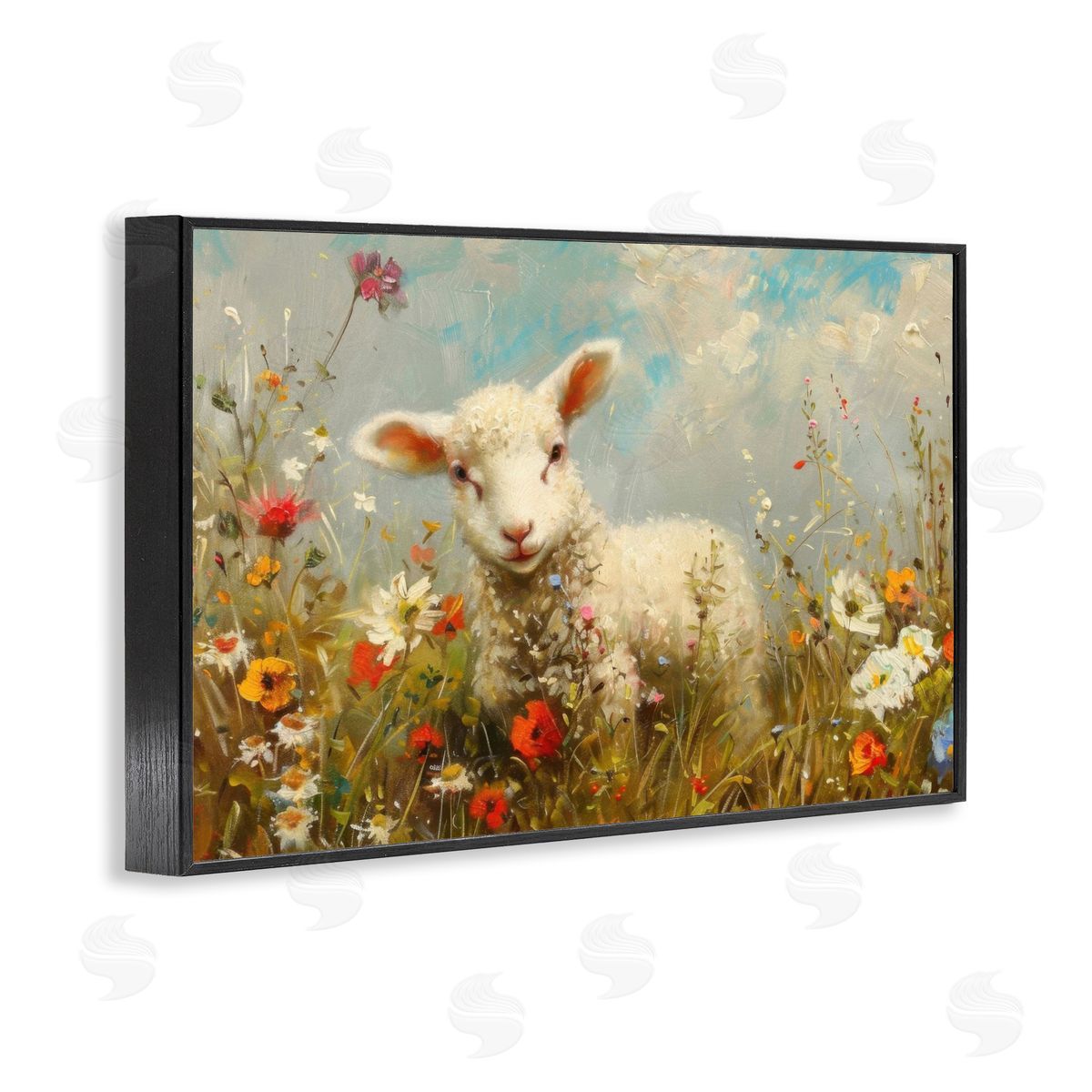 LSR Design Studio Wildflower Lamb Portrait Canvas Wall Art Print