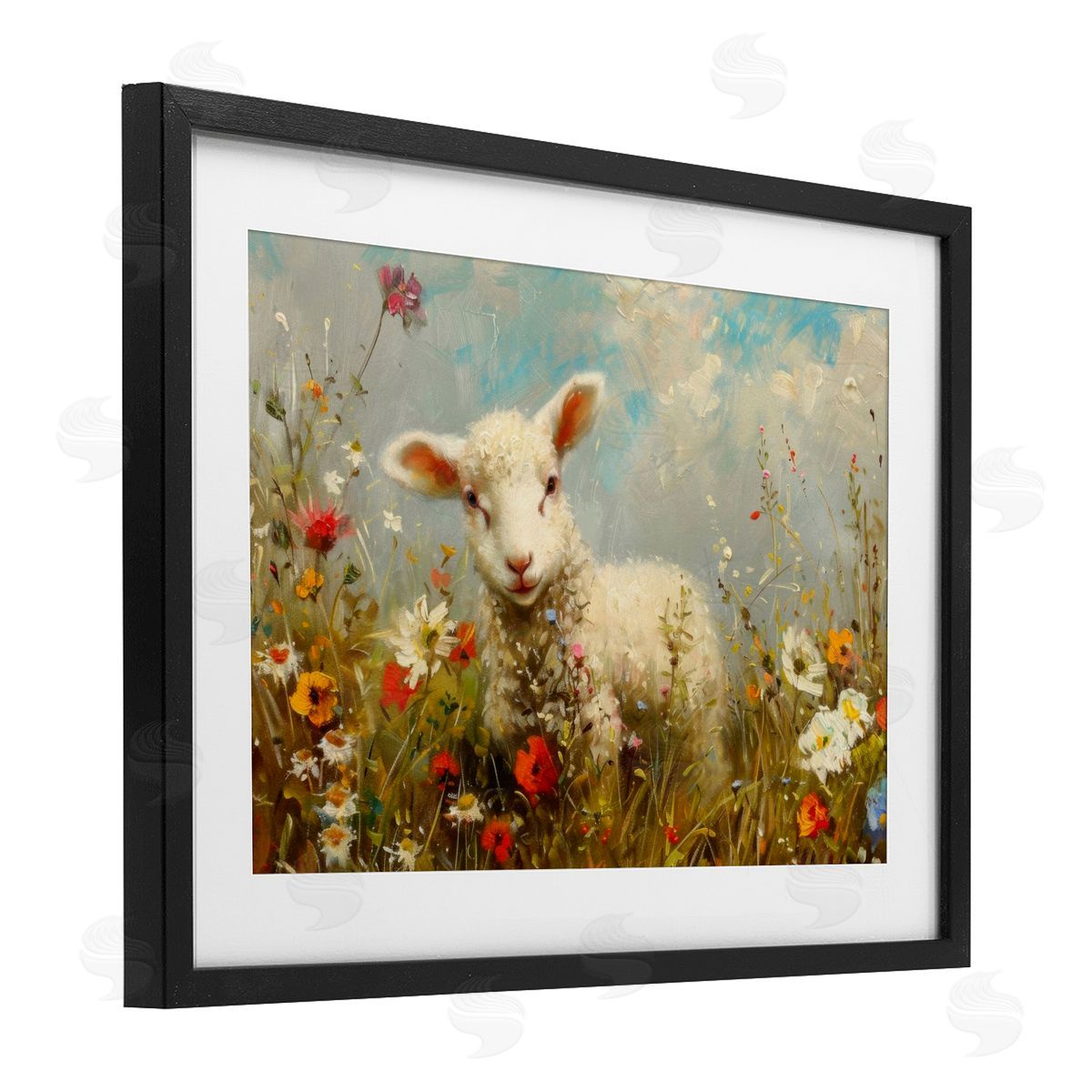 LSR Design Studio Wildflower Lamb Portrait Canvas Wall Art Print
