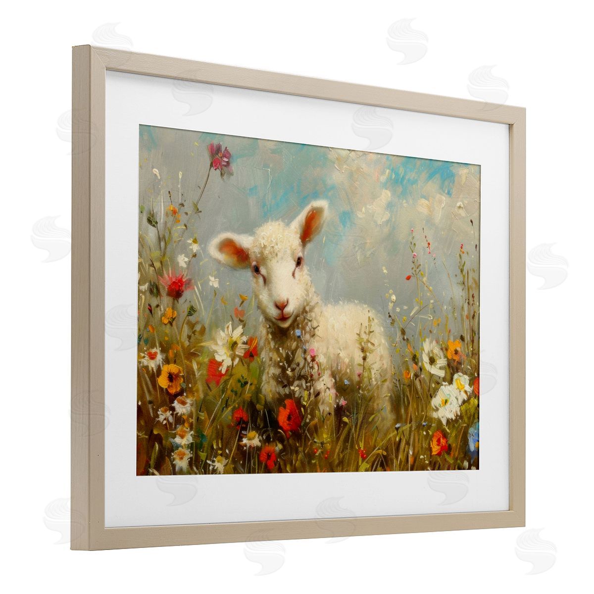LSR Design Studio Wildflower Lamb Portrait Canvas Wall Art Print