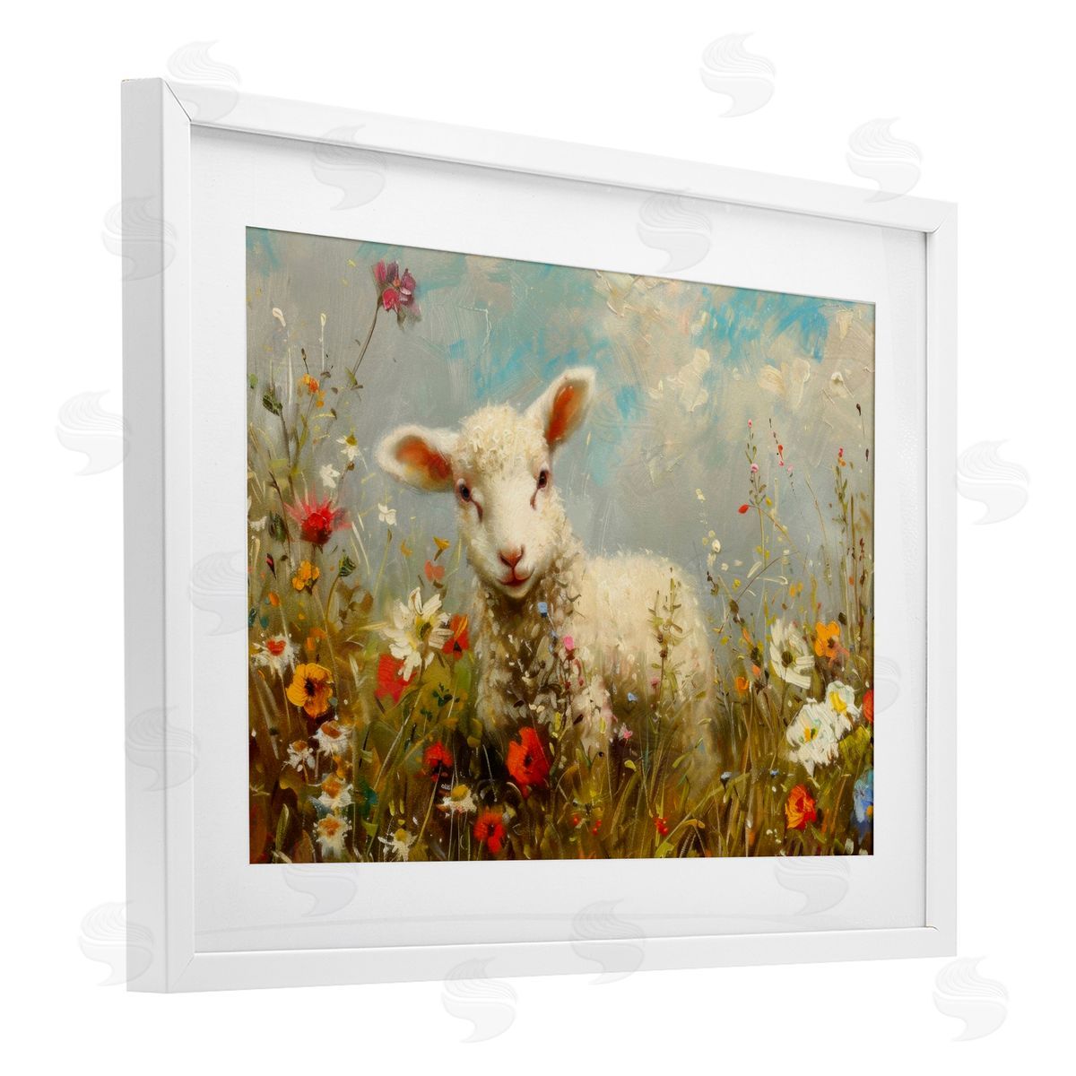 LSR Design Studio Wildflower Lamb Portrait Canvas Wall Art Print