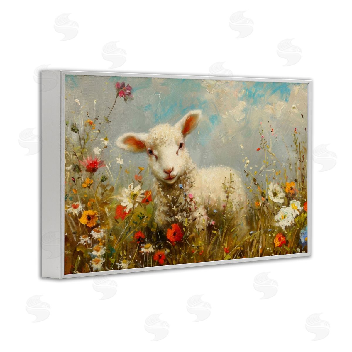 LSR Design Studio Wildflower Lamb Portrait Canvas Wall Art Print