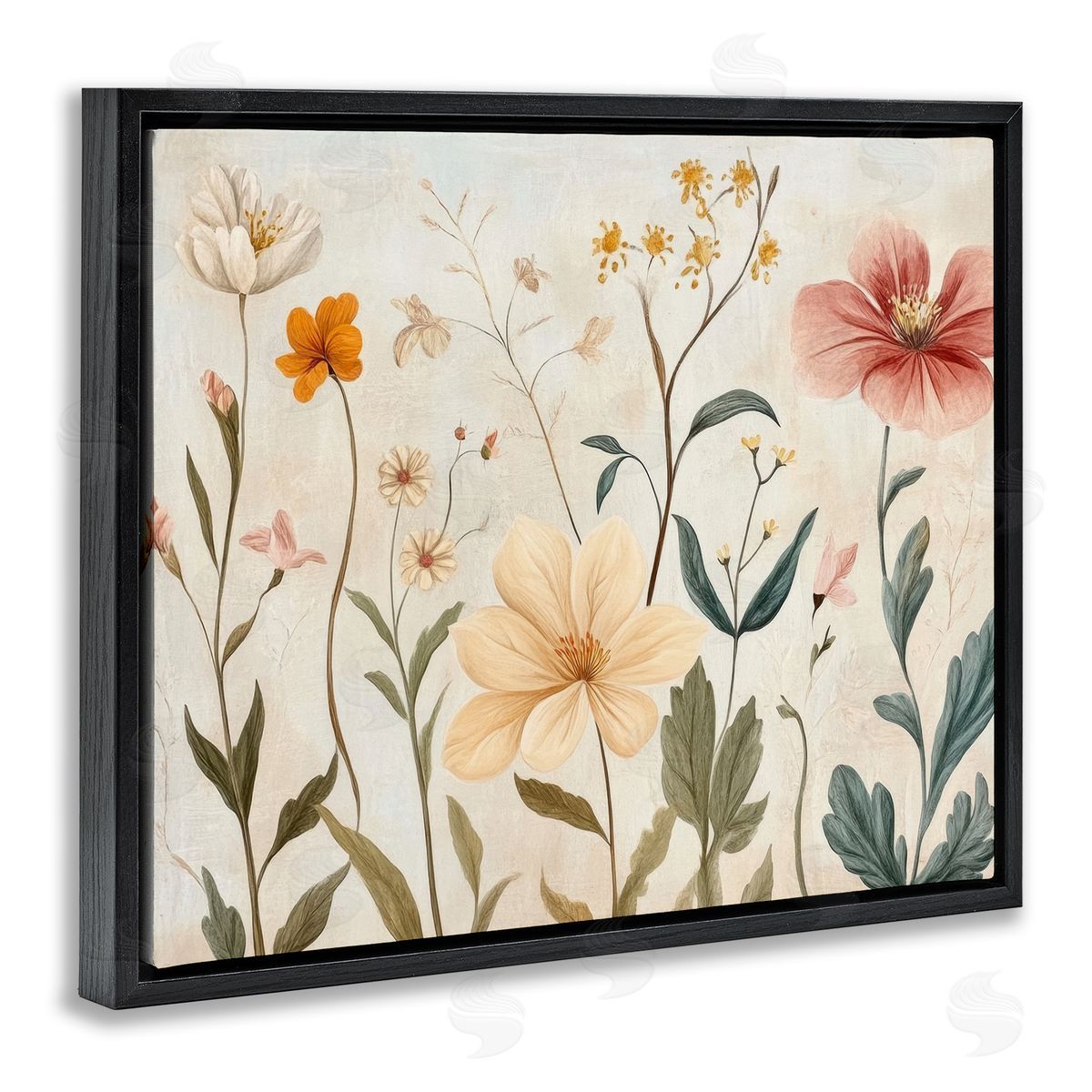 Petal Prints Design Faint Florals Foliage Canvas Wall Art Print