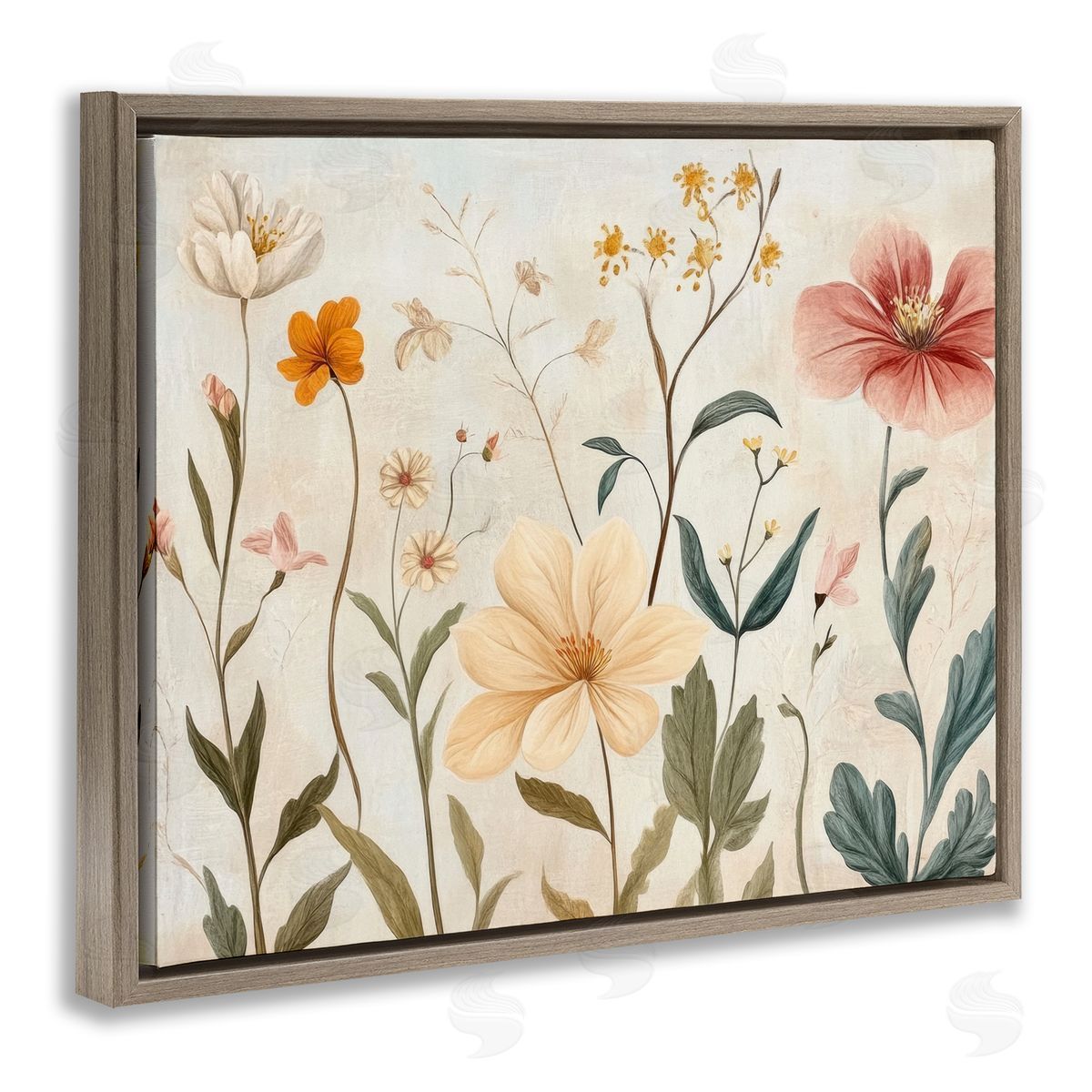 Petal Prints Design Faint Florals Foliage Canvas Wall Art Print