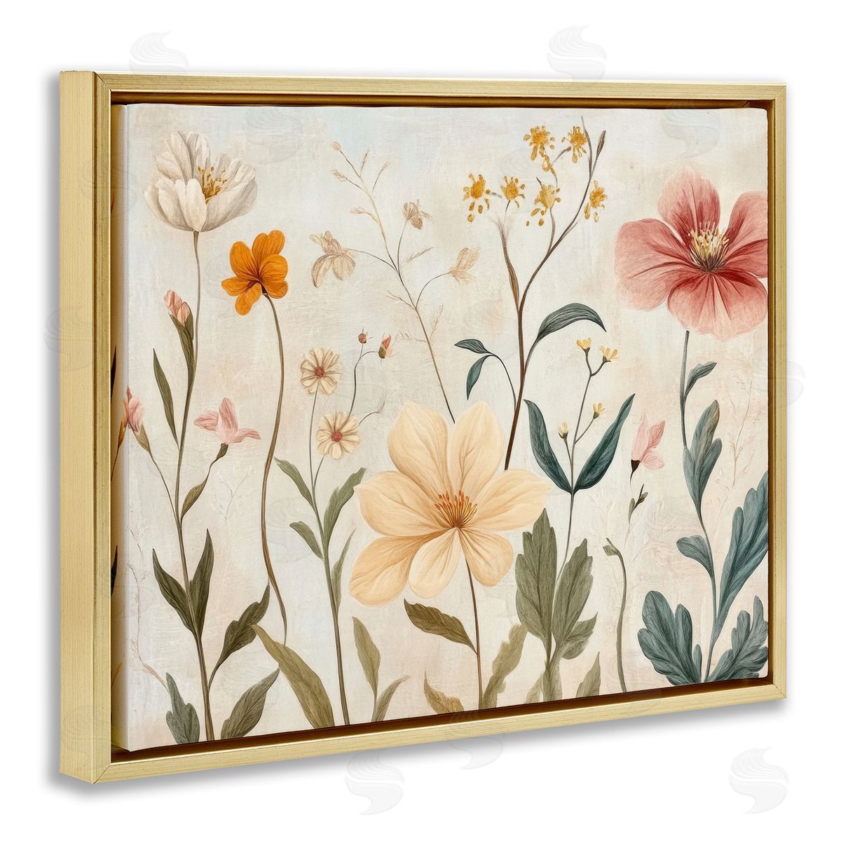 Petal Prints Design Faint Florals Foliage Canvas Wall Art Print