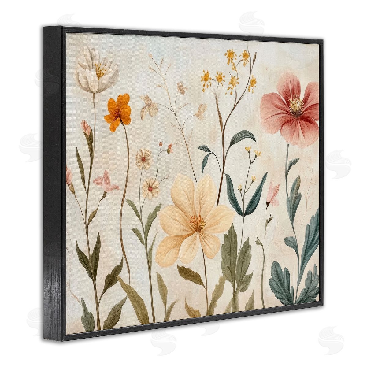 Petal Prints Design Faint Florals Foliage Canvas Wall Art Print