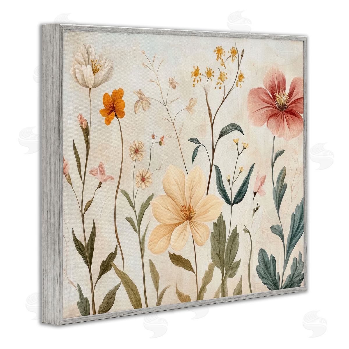 Petal Prints Design Faint Florals Foliage Canvas Wall Art Print
