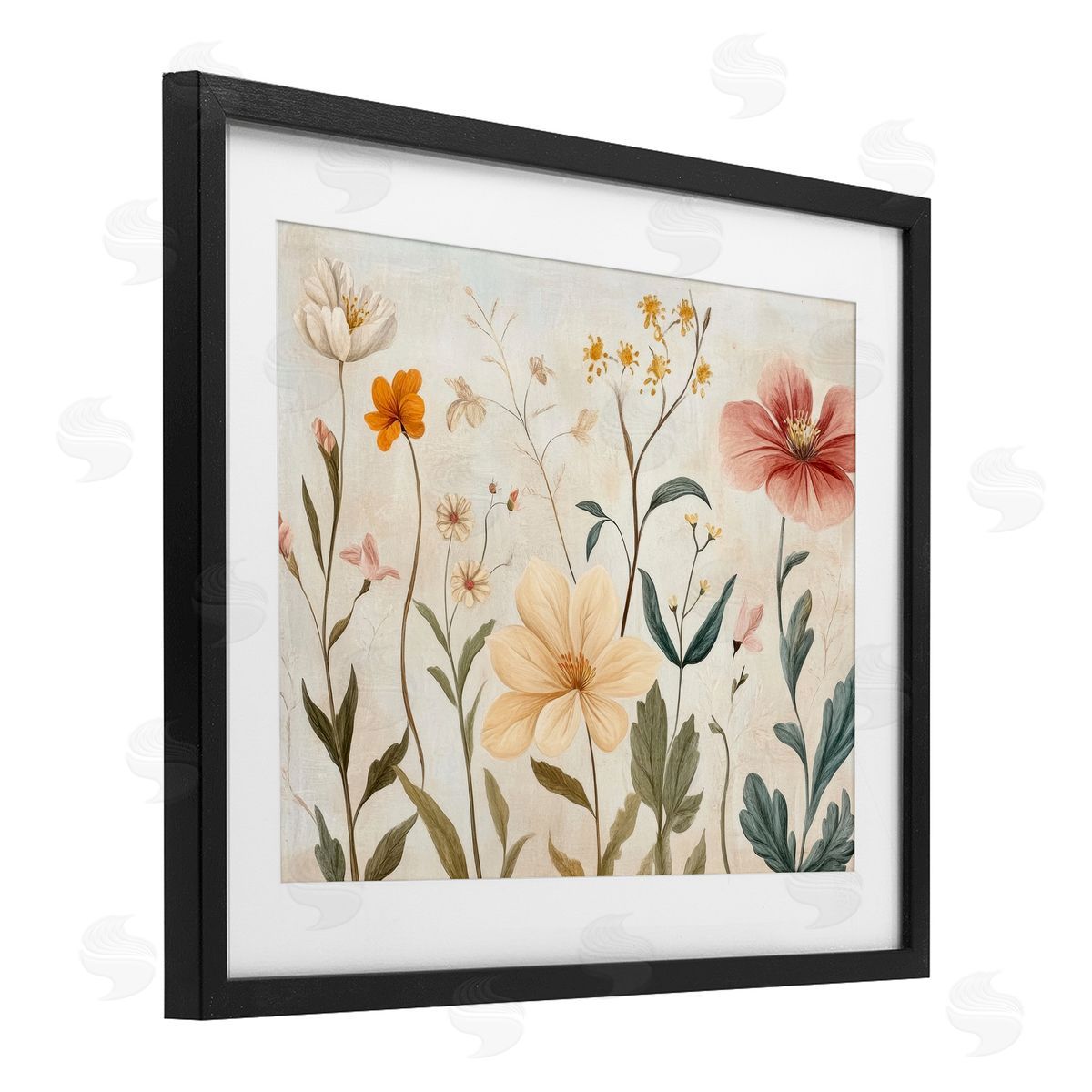 Petal Prints Design Faint Florals Foliage Canvas Wall Art Print