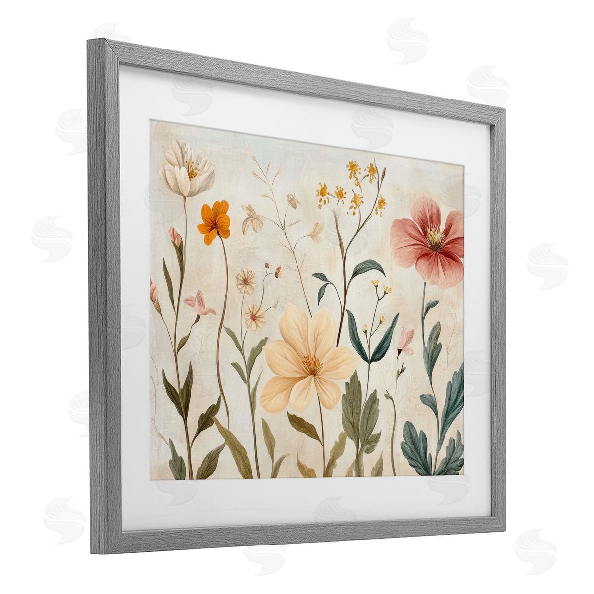 Petal Prints Design Faint Florals Foliage Canvas Wall Art Print