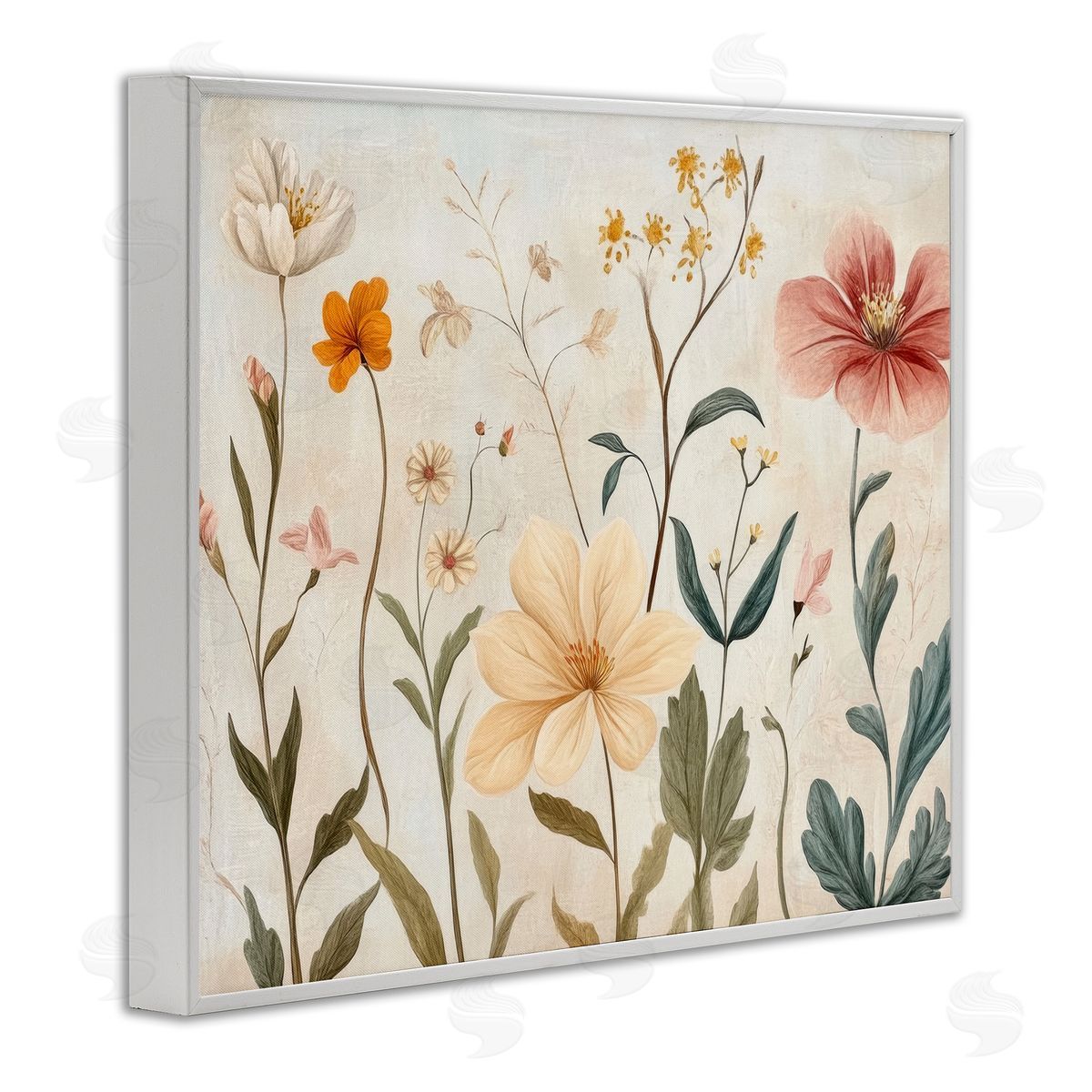 Petal Prints Design Faint Florals Foliage Canvas Wall Art Print