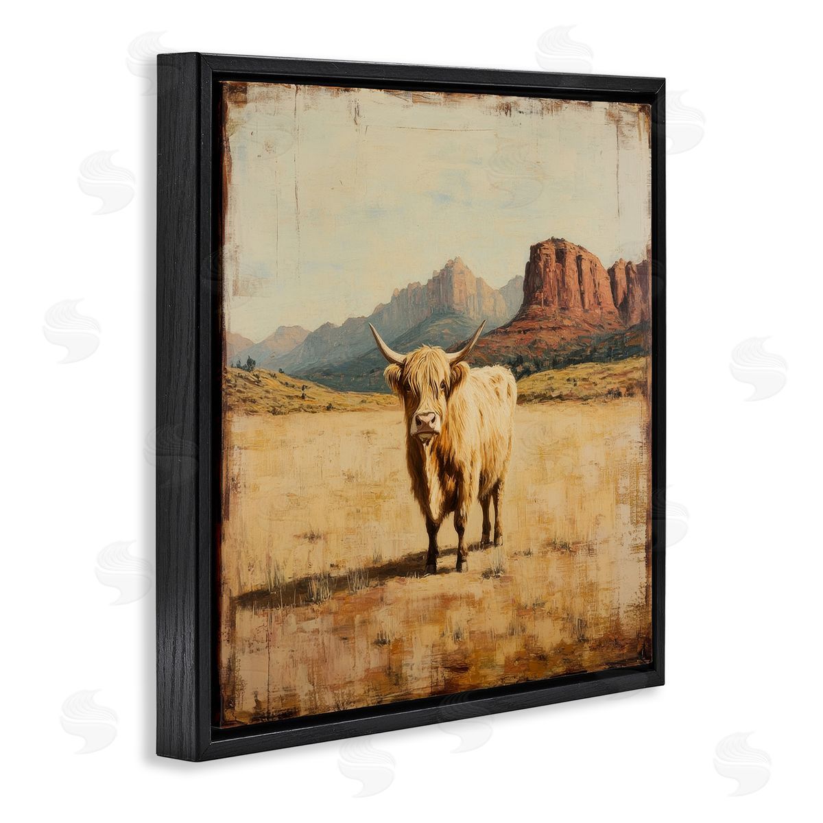Petal Prints Design Desert Cow Portrait Canvas Wall Art Print
