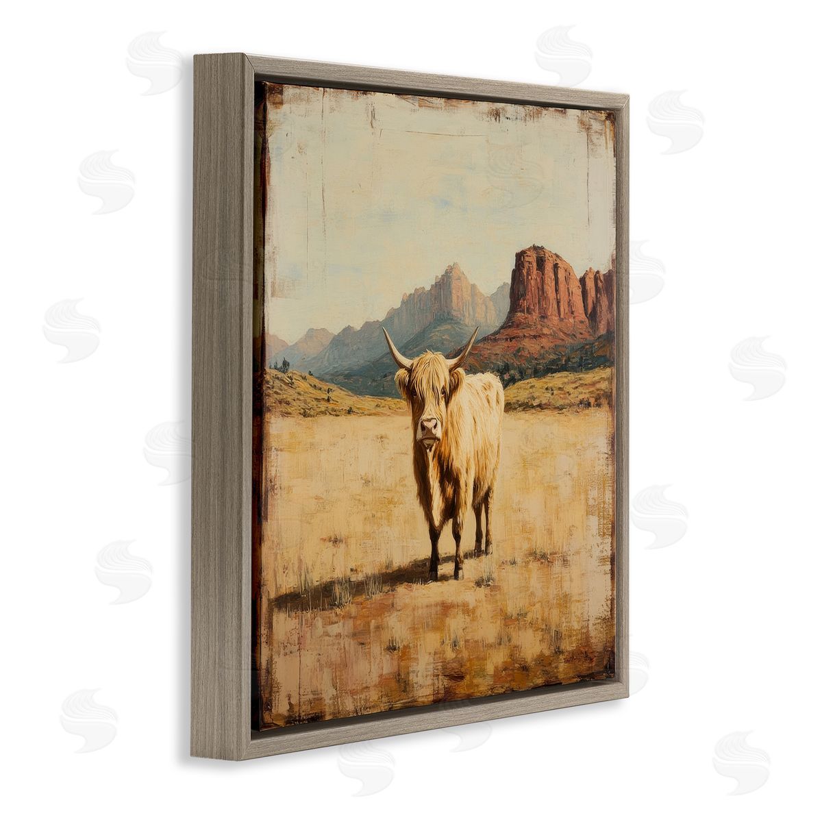 Petal Prints Design Desert Cow Portrait Canvas Wall Art Print
