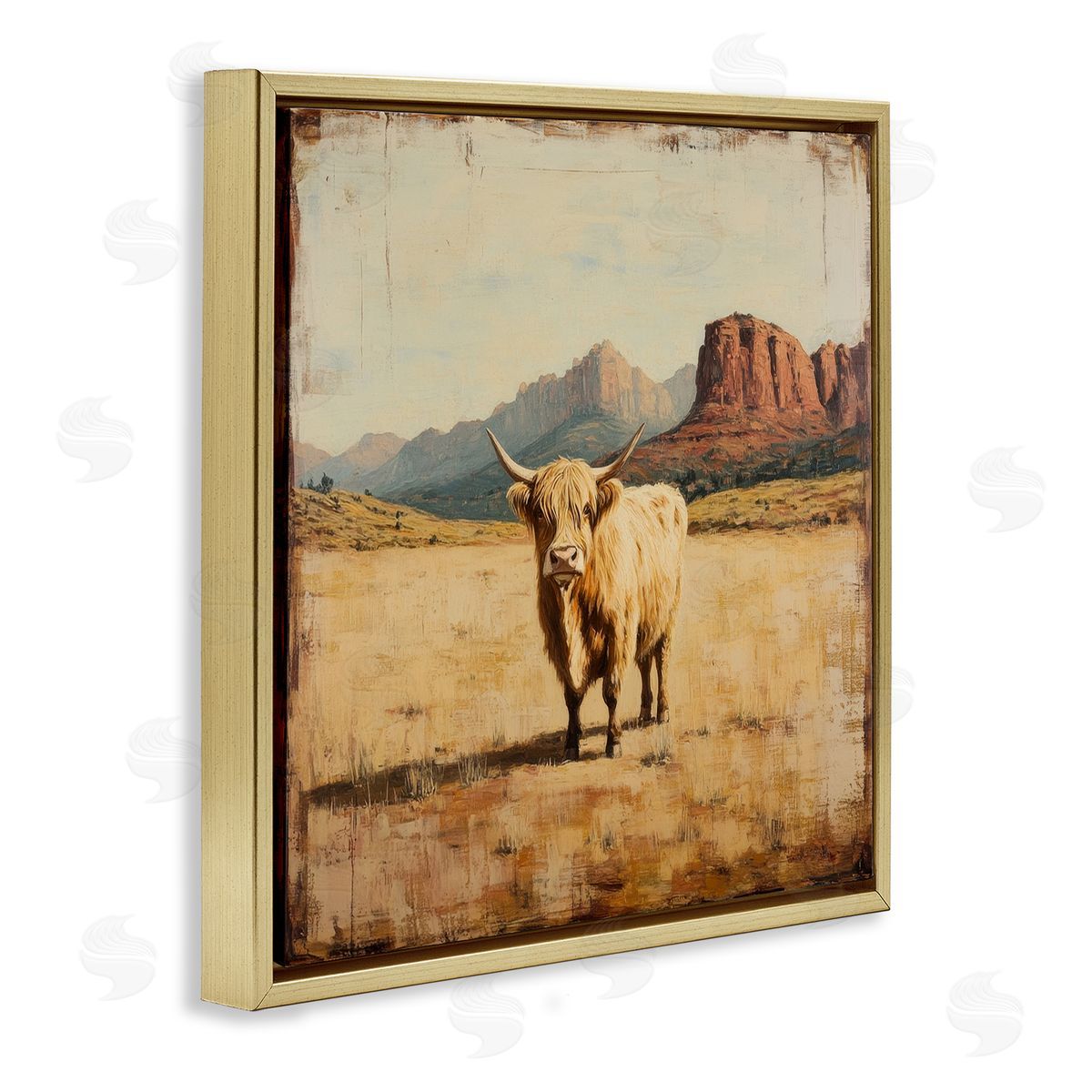 Petal Prints Design Desert Cow Portrait Canvas Wall Art Print