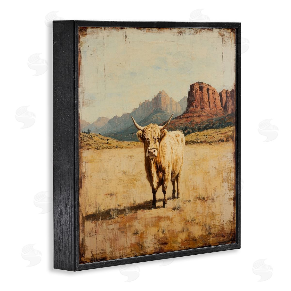 Petal Prints Design Desert Cow Portrait Canvas Wall Art Print