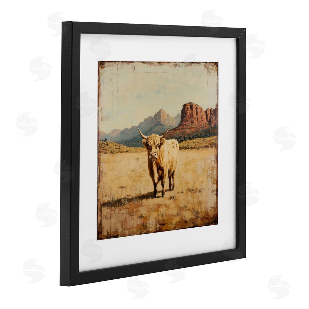 Petal Prints Design Desert Cow Portrait Canvas Wall Art Print