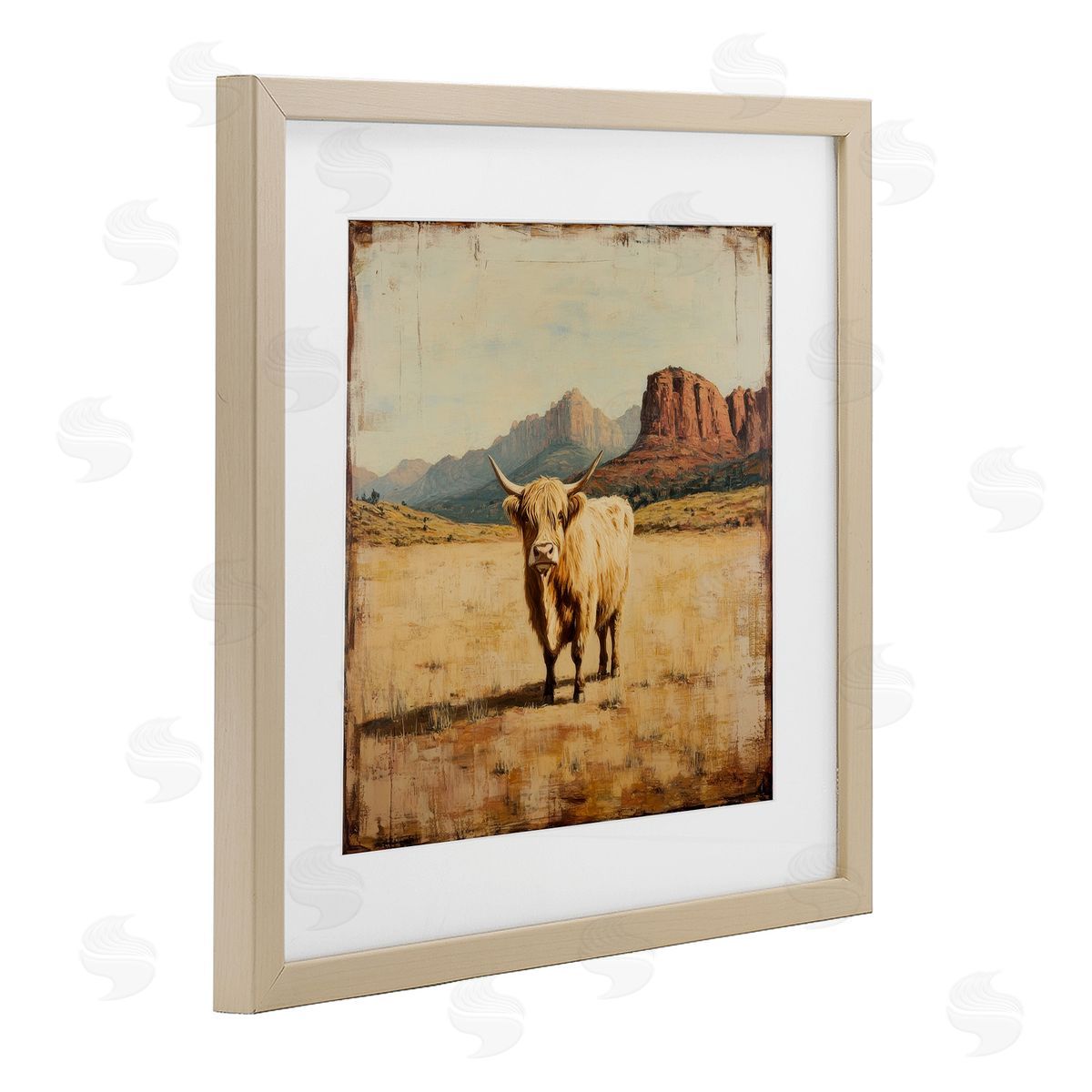 Petal Prints Design Desert Cow Portrait Canvas Wall Art Print