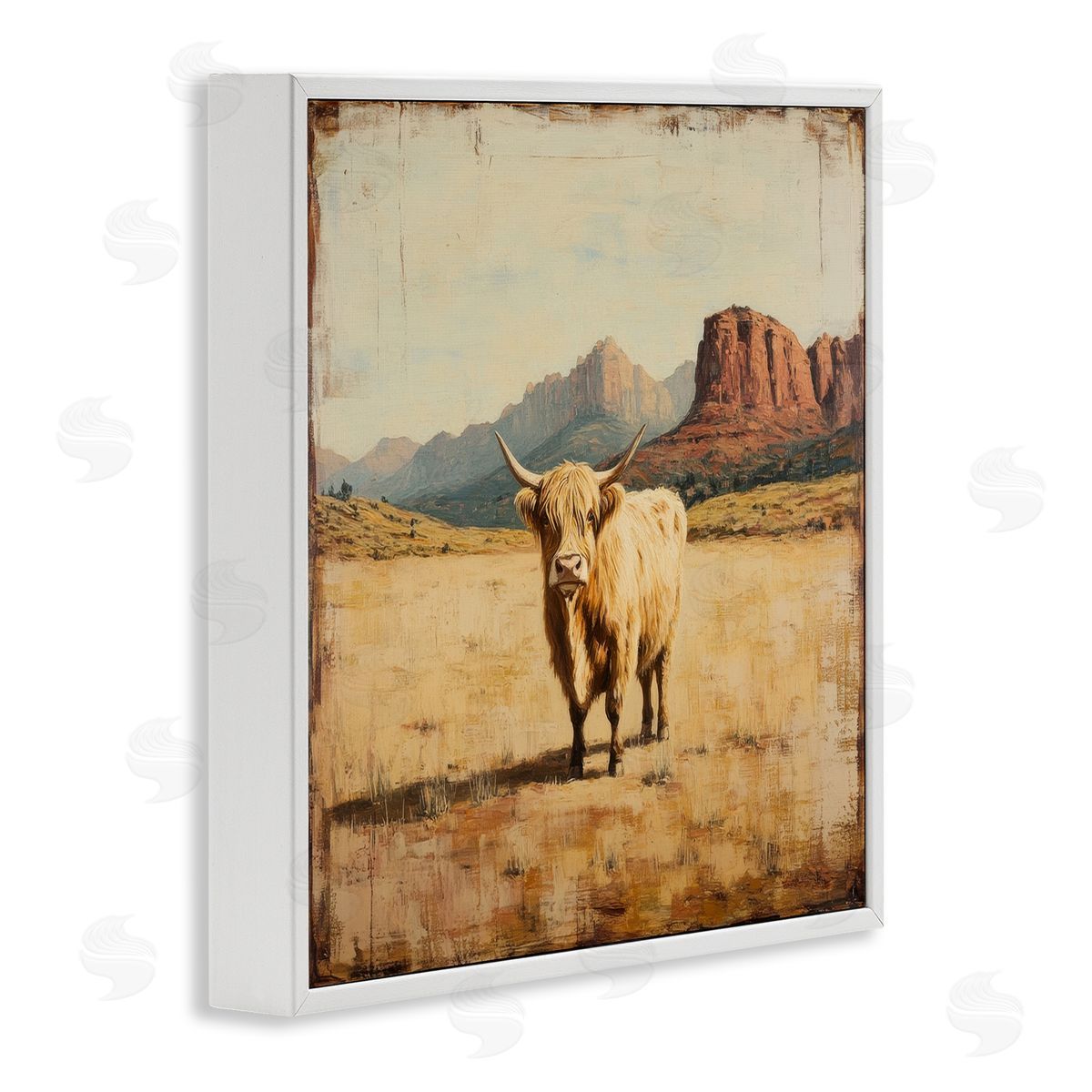 Petal Prints Design Desert Cow Portrait Canvas Wall Art Print