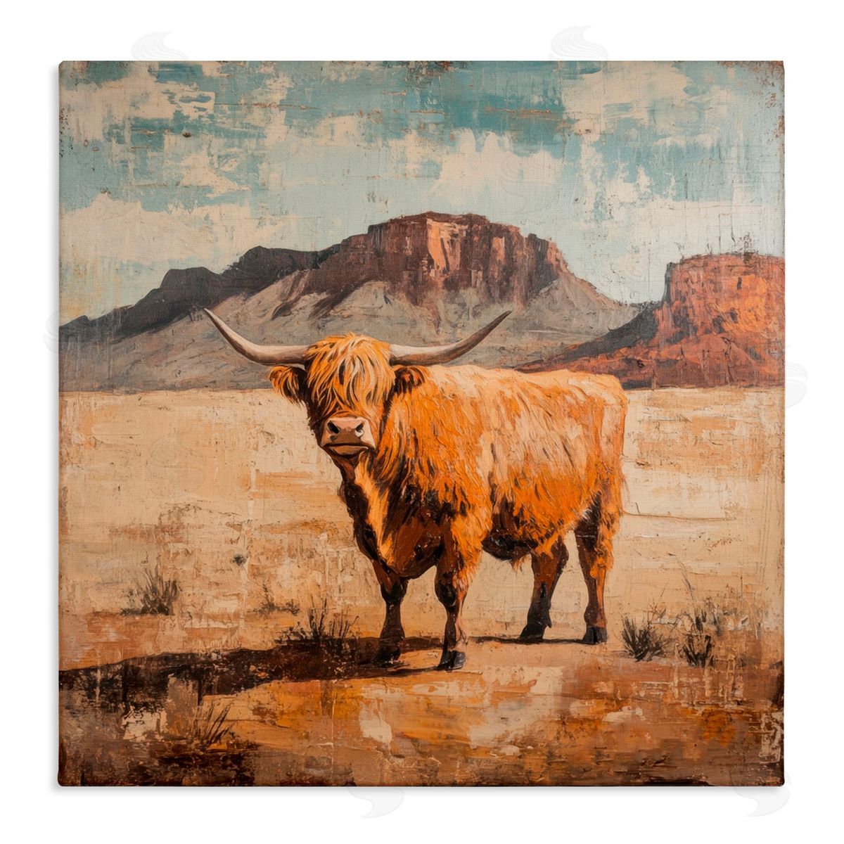 Petal Prints Design Cow Of The Desert Canvas Wall Art Print