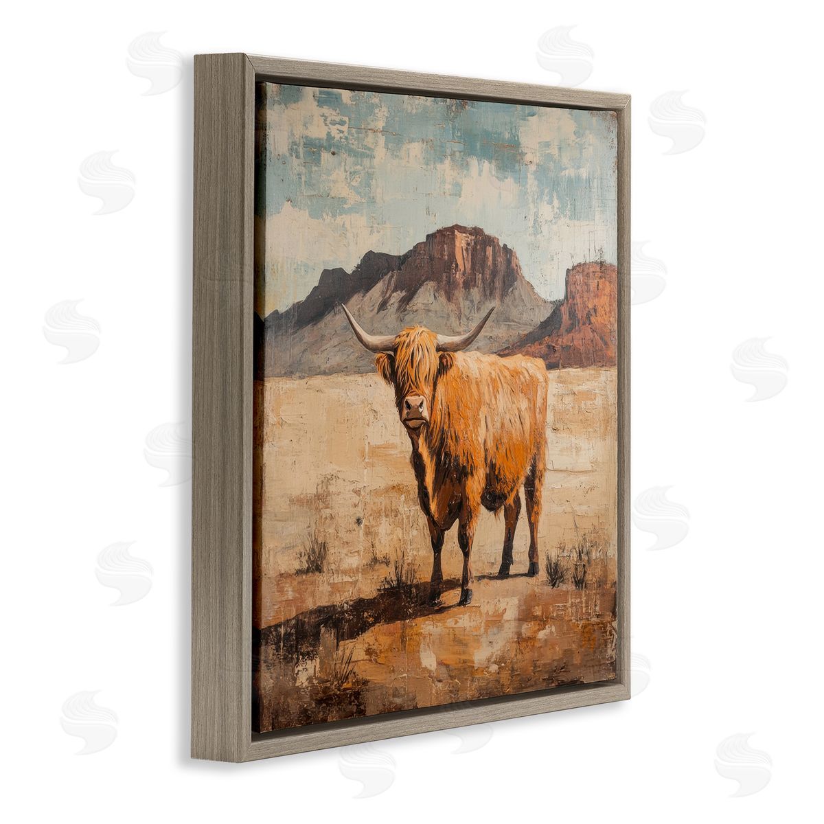 Petal Prints Design Cow Of The Desert Canvas Wall Art Print