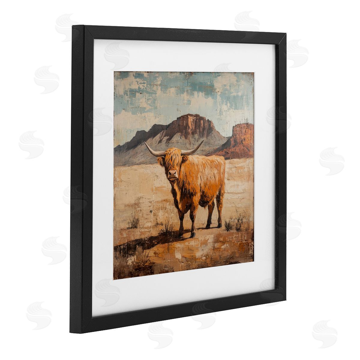 Petal Prints Design Cow Of The Desert Canvas Wall Art Print