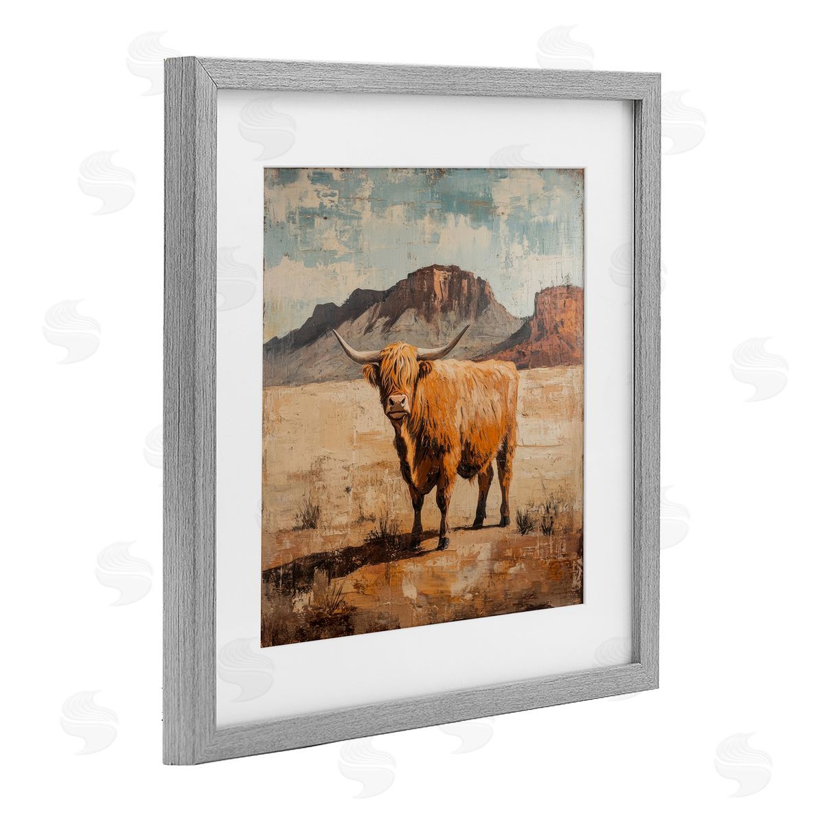 Petal Prints Design Cow Of The Desert Canvas Wall Art Print