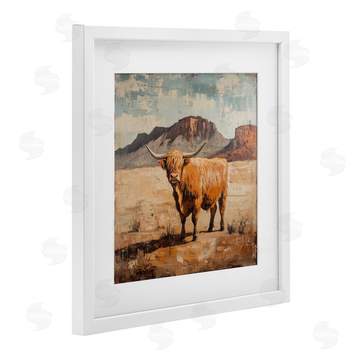 Petal Prints Design Cow Of The Desert Canvas Wall Art Print