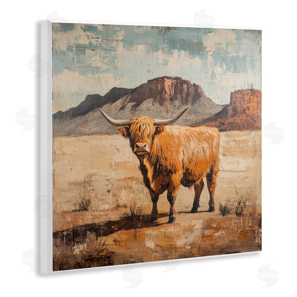Petal Prints Design Cow Of The Desert Canvas Wall Art Print