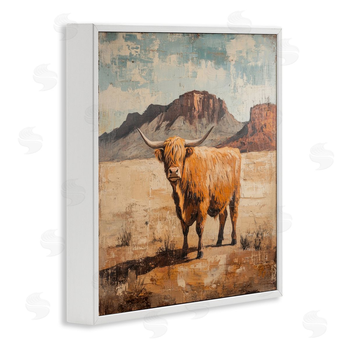 Petal Prints Design Cow Of The Desert Canvas Wall Art Print