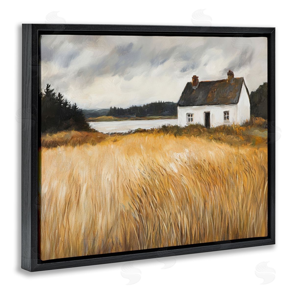 Petal Prints Design White House On Wheat Canvas Wall Art Print