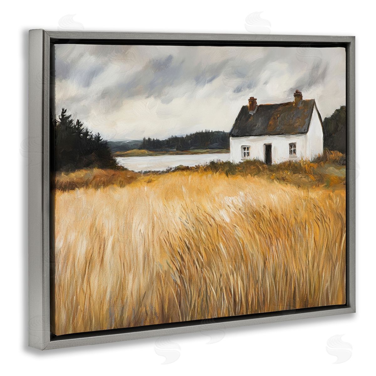 Petal Prints Design White House On Wheat Canvas Wall Art Print