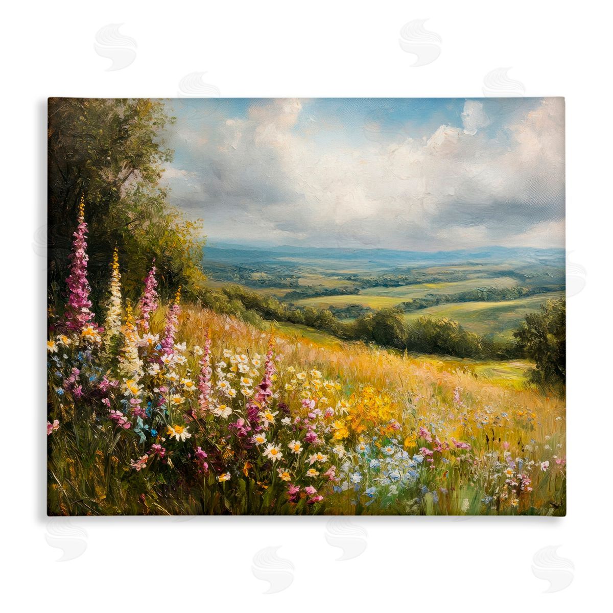 Petal Prints Design Tall Hyacinth Wildflower Patch Canvas Wall Art Print