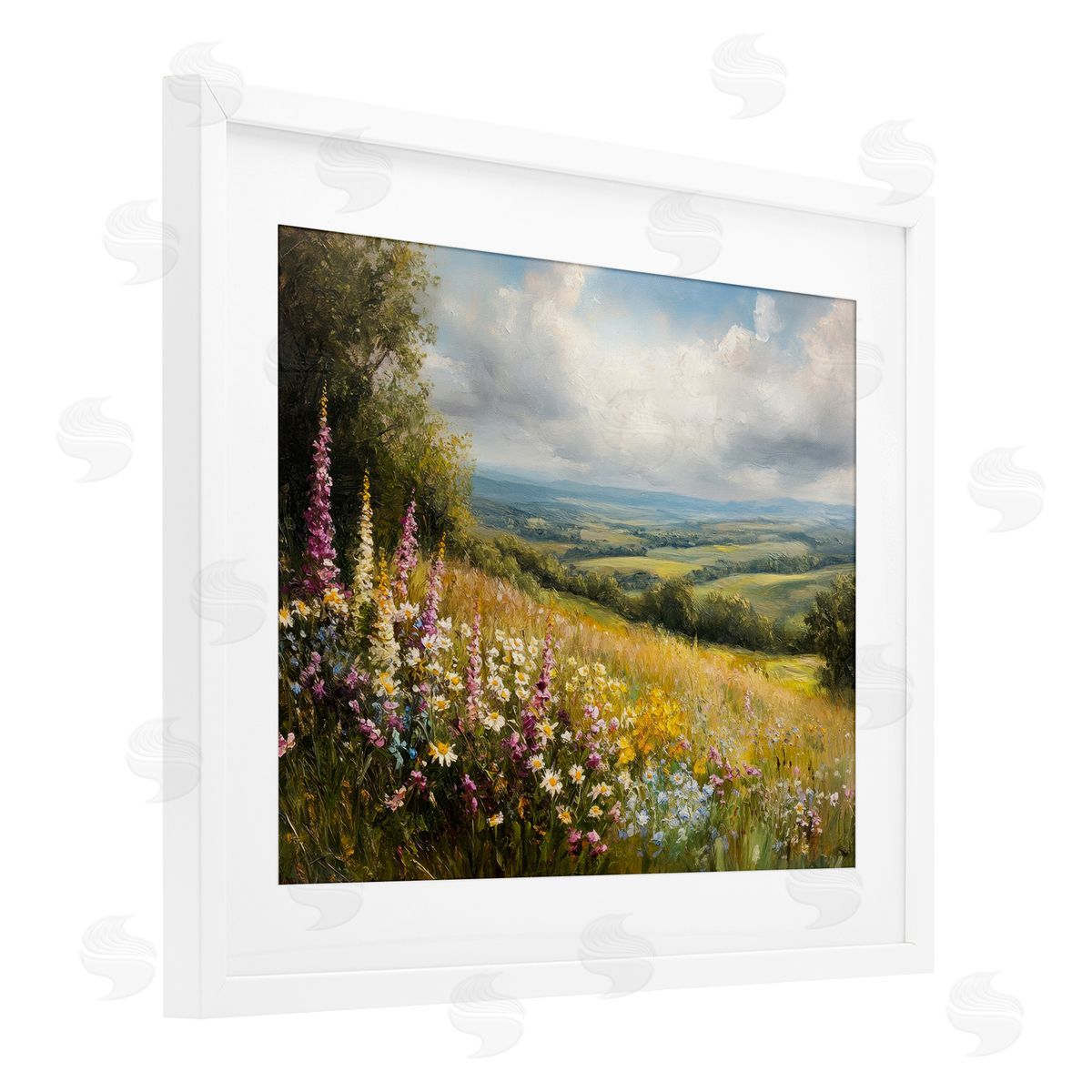Petal Prints Design Tall Hyacinth Wildflower Patch Canvas Wall Art Print