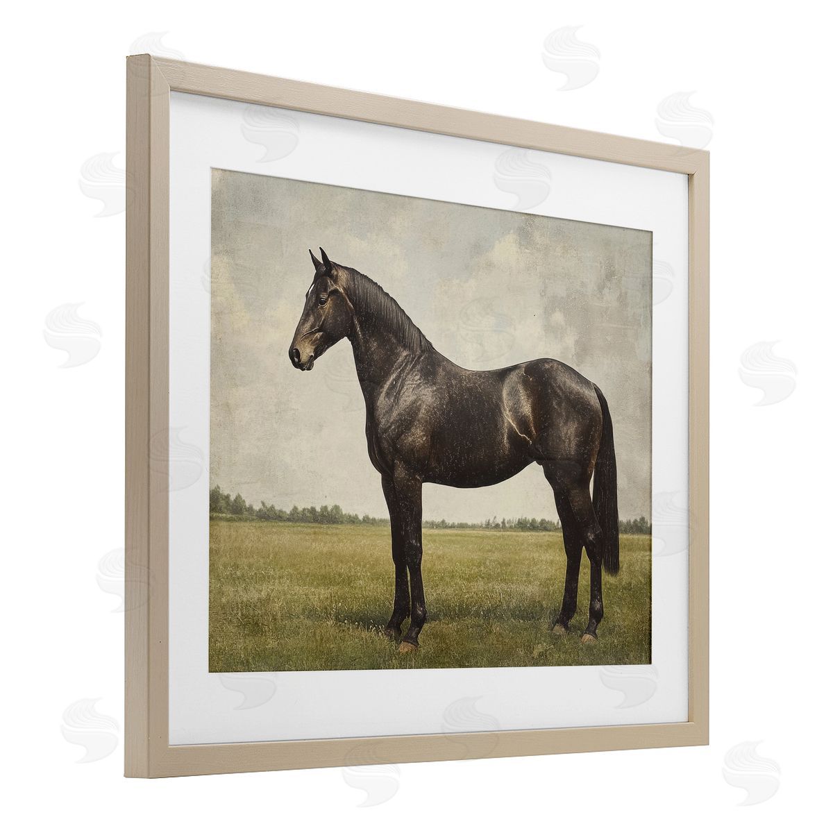 Petal Prints Design Espresso Horse Portrait Canvas Wall Art Print