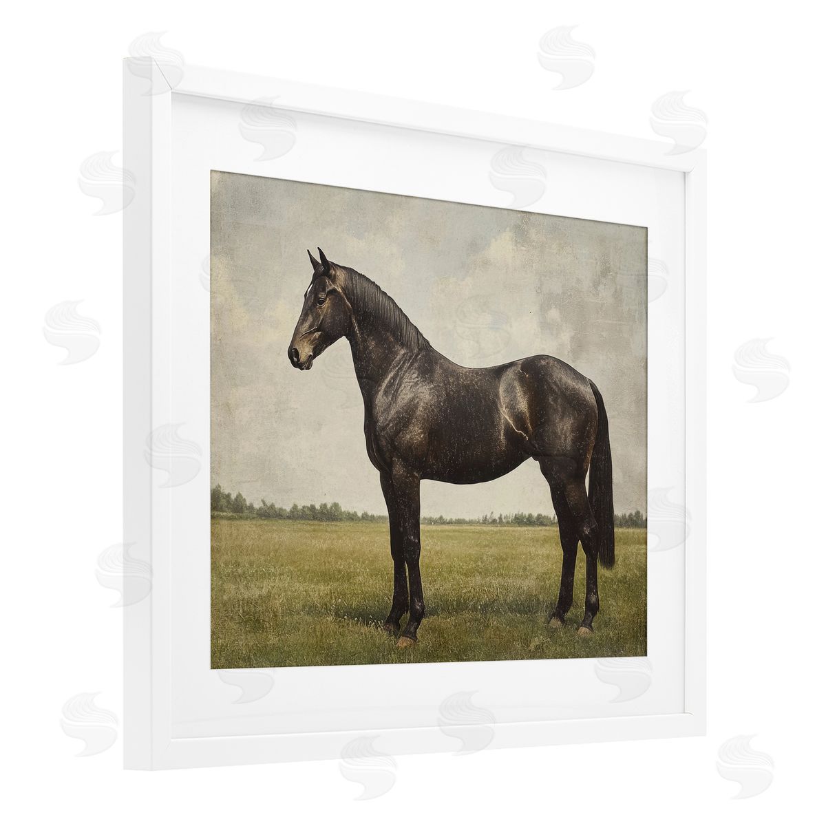 Petal Prints Design Espresso Horse Portrait Canvas Wall Art Print