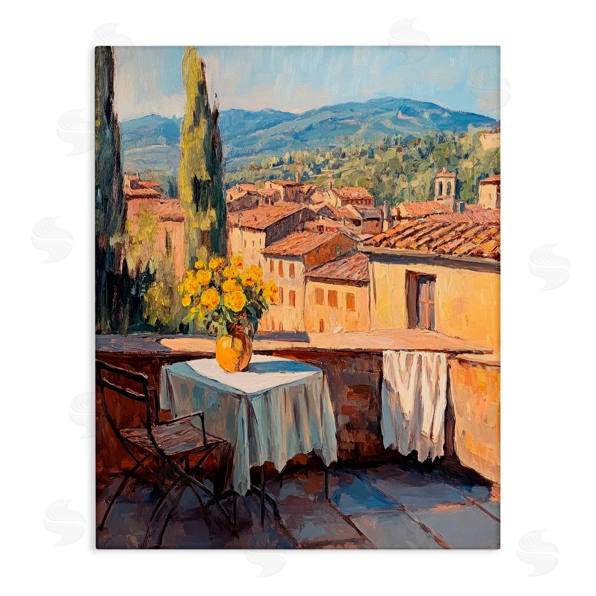 Petal Prints Design Breakfast On The Balcony Canvas Wall Art Print