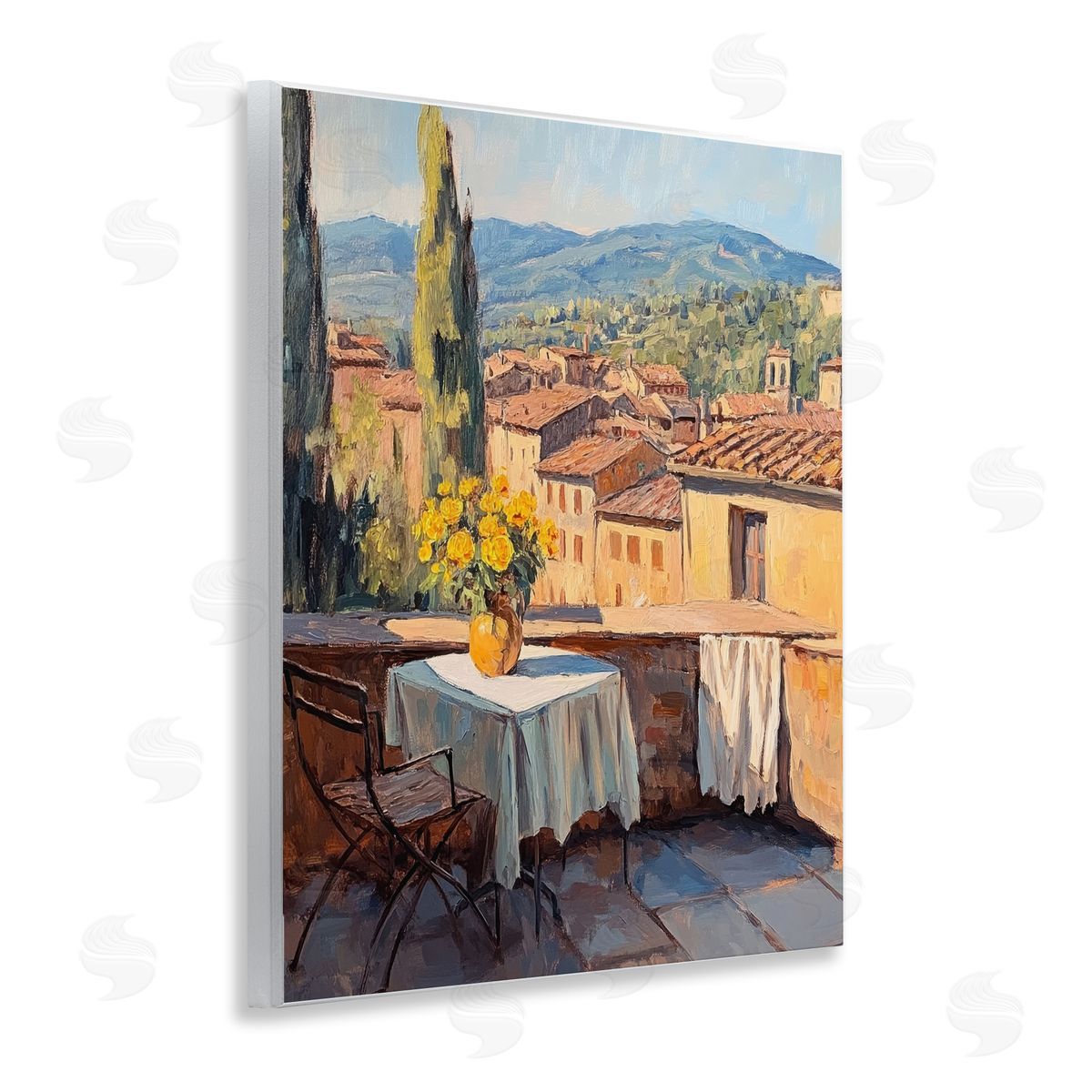 Petal Prints Design Breakfast On The Balcony Canvas Wall Art Print
