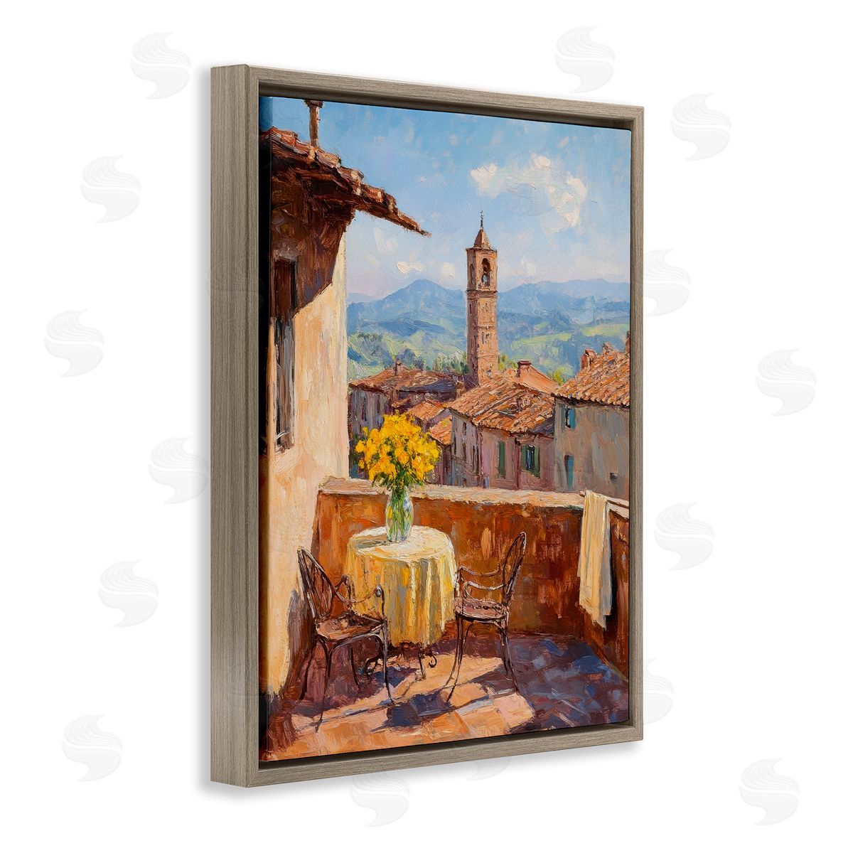 Petal Prints Design Sunlit Balcony View Canvas Wall Art Print