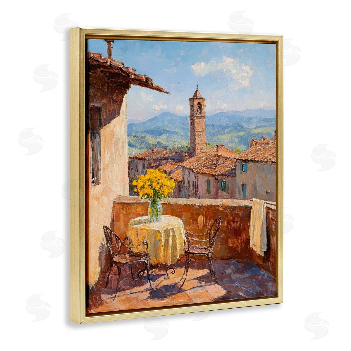 Petal Prints Design Sunlit Balcony View Canvas Wall Art Print