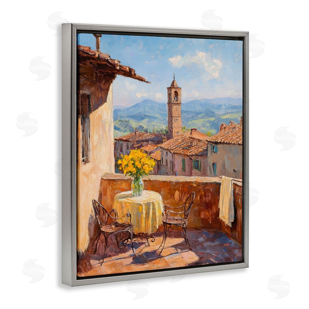 Petal Prints Design Sunlit Balcony View Canvas Wall Art Print