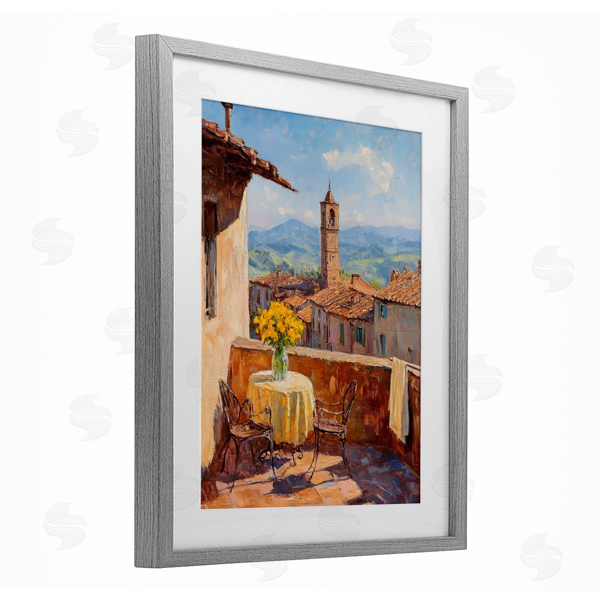 Petal Prints Design Sunlit Balcony View Canvas Wall Art Print