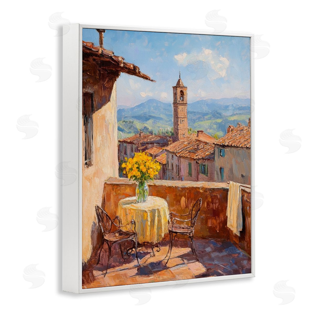 Petal Prints Design Sunlit Balcony View Canvas Wall Art Print