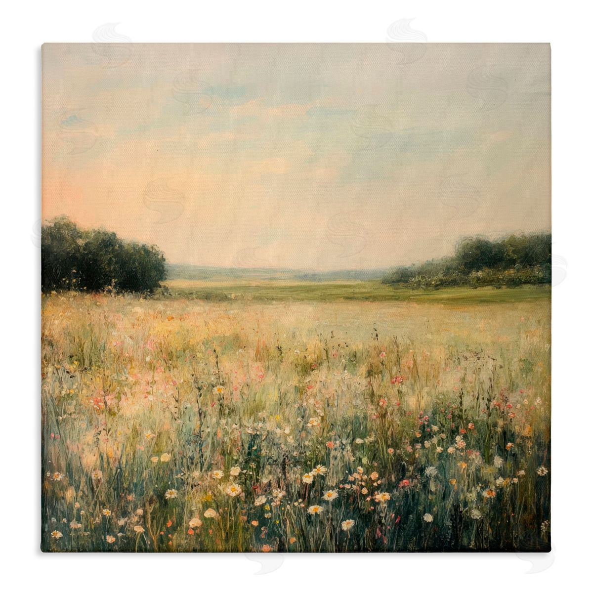 Petal Prints Design Warm Wildflower Landscape Canvas Wall Art Print