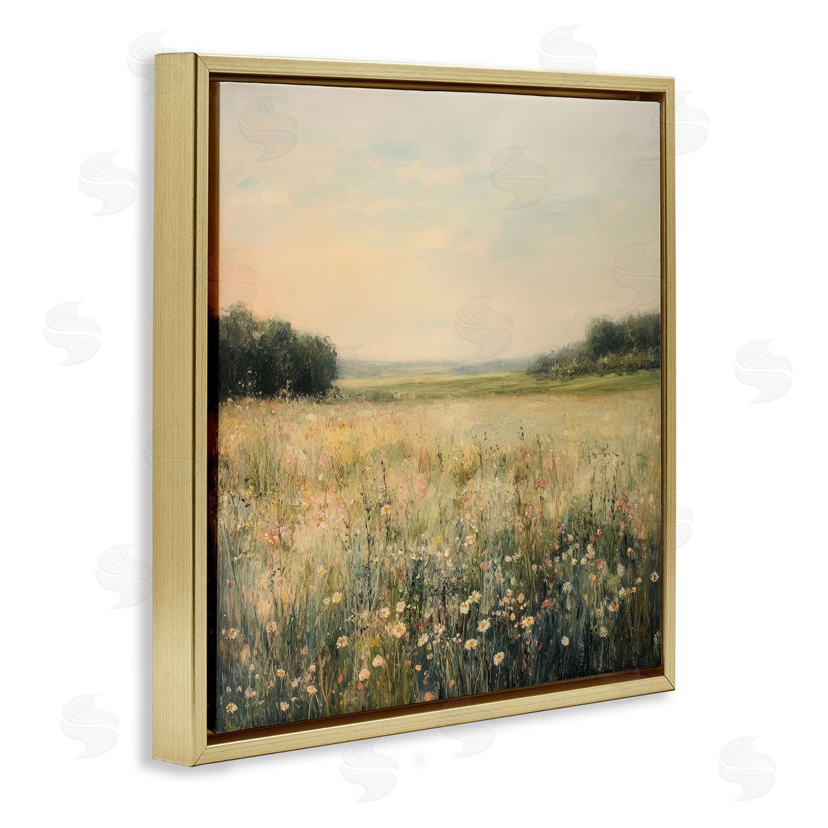 Petal Prints Design Warm Wildflower Landscape Canvas Wall Art Print